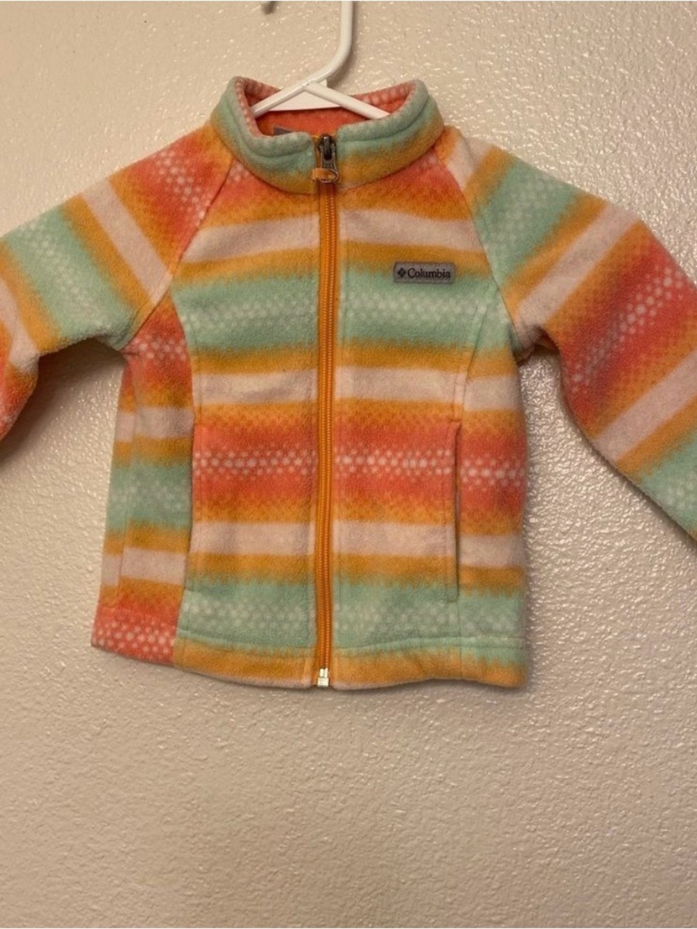 Columbia Kids' Stripe Fleece Jacket - Coral, Yellow, Mint, White